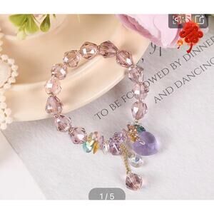 Purple Swarovski Beaded Charm Bracelet